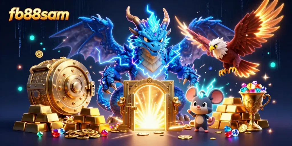 Engage in thrilling gameplay with fb88sam, featuring dynamic casino elements and electrifying characters.