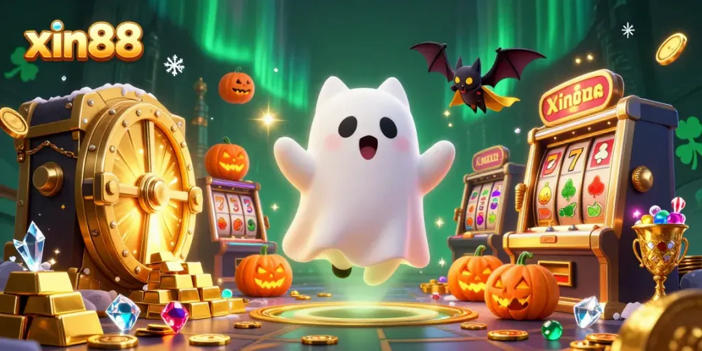 Engage in exciting gaming adventures with the ghost cat and vampire bat in the enchanting xin88 casino.