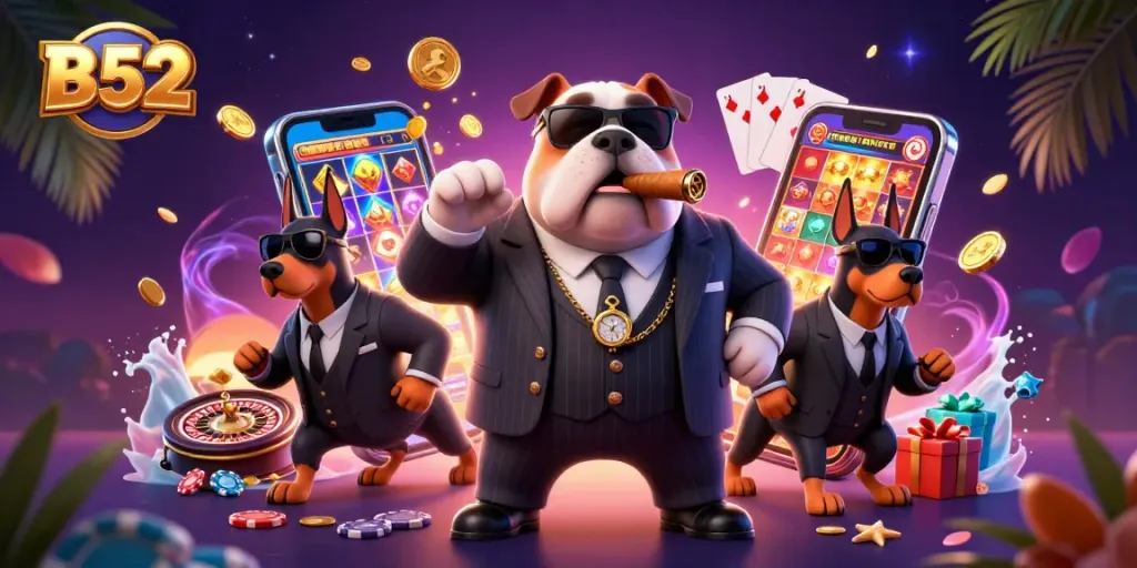 Experience the thrill of B52 gaming with interactive slot elements and vibrant casino visuals.