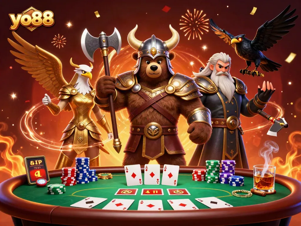 Experience thrilling casino action with yo88 through intense gameplay featuring vivid characters and poker elements.