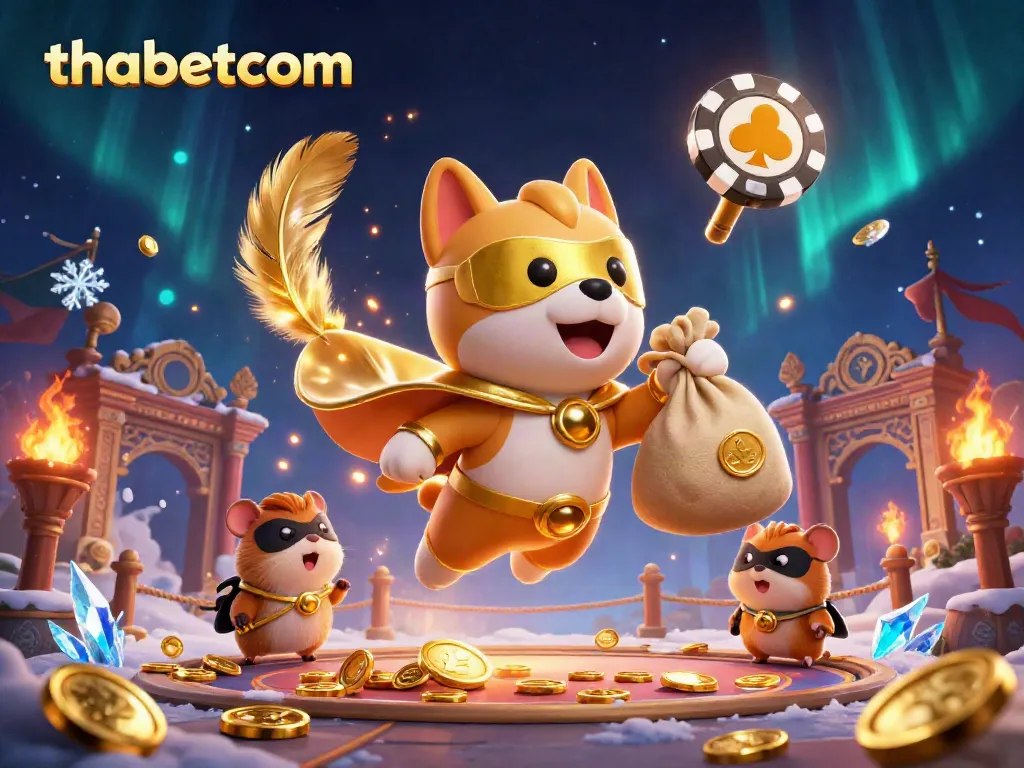 Experience thrilling action at thabetcom with a superhero dog and vibrant casino elements.
