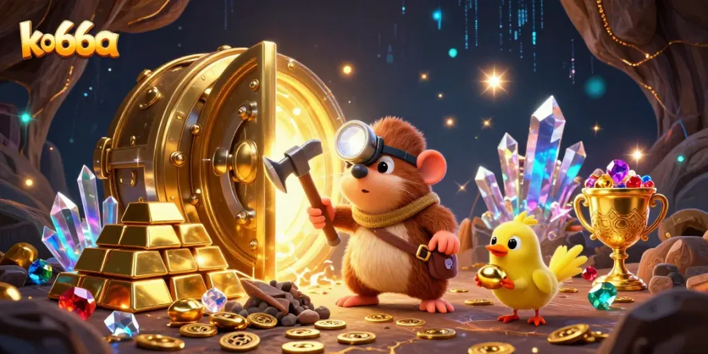 Engage with the vibrant treasures and excitement of ko66a in this richly detailed 3D casino scene.
