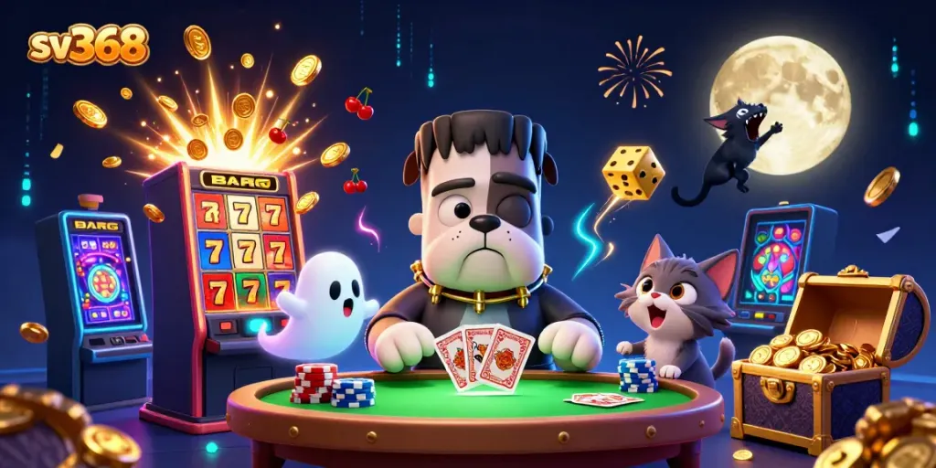 Experience exciting card games with sv368 in a vibrant casino atmosphere filled with character and joy.