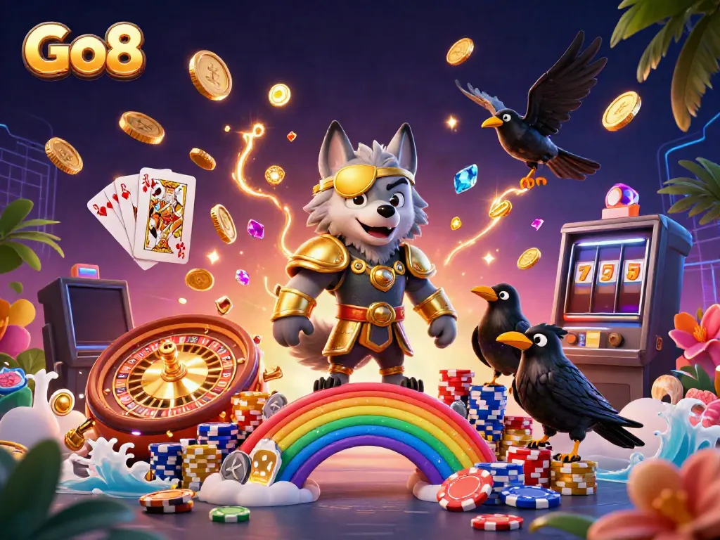 Go8 showcases an exciting casino scene with Odin symbols and vibrant gaming elements.