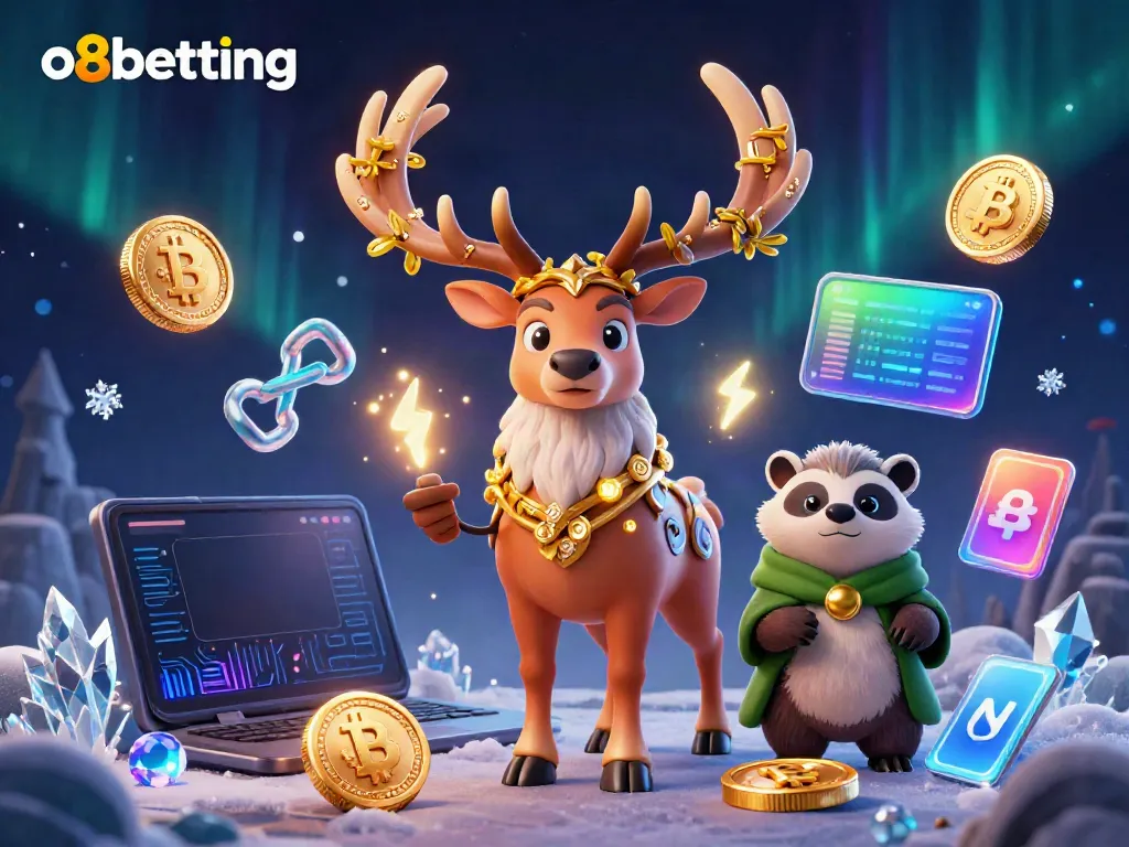 Engage with o8betting's dynamic casino experience showcasing unique characters and crypto elements.