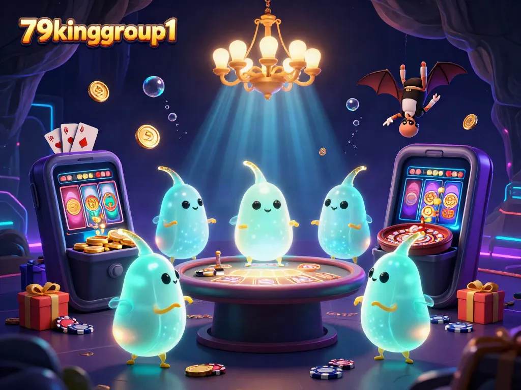Experience the excitement of 79kinggroup1 in a vibrant cave casino illuminated by whimsical glowworms.
