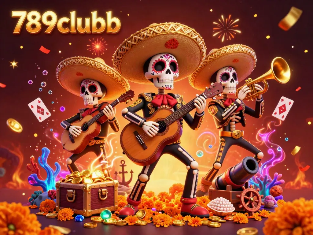 Engage with the lively 789clubb skeleton mariachi scene bursting with festive energy and gaming excitement.