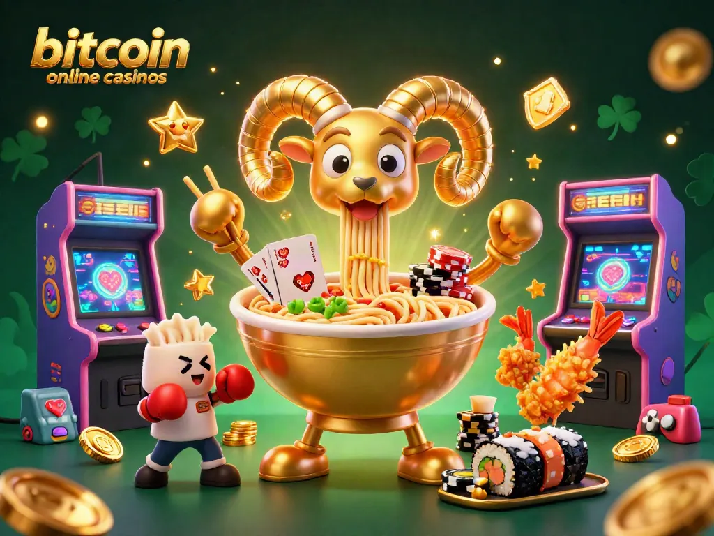 Experience thrilling gameplay at bitcoin online casinos with vibrant casino characters and arcade elements.