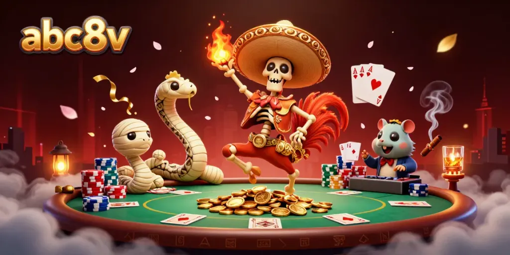 Experience the excitement of abc8v with dynamic casino characters celebrating a big win.